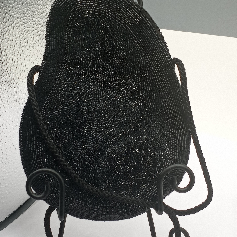 Black Sequined Pear Shape Clutch
